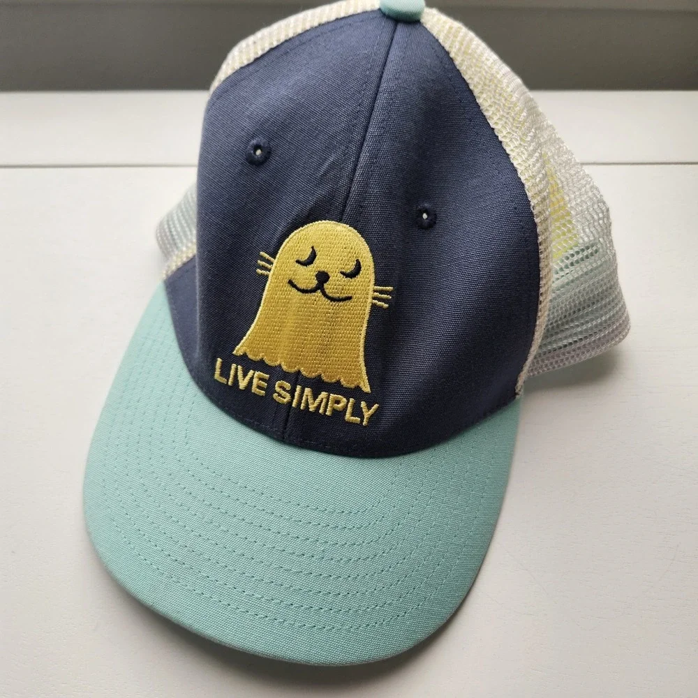 Patagonia Kids Live Simply Seal Trucker Hat‎ Navy Teal Snapback Mesh Cap